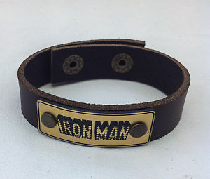【送料無料】ブレスレット　アクセサリ―　アイアンマンブレスレットラップ iron man avengers leather bracelet jewelry, wrist wrap, genuine leather