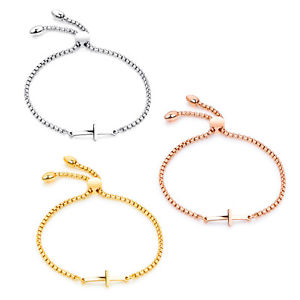 【送料無料】ブレスレット　アクセサリ&mdash;　ローズゴールドボロブレスレットクロスチェーンrose gold plated bolo adjustable bracelet cross chain for women girls mom gift｜hokushin
