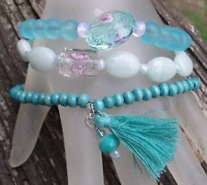 【貨物輸送無料】腕輪 添え物― ロットビーチタッセルストレッチブレスレット lot 3 summer beach colors tassel stretch bracelets
