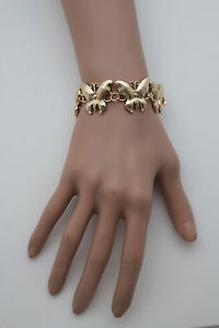 【貨物輸送無料】腕輪 添え物― メタルブレスレットファッションジュエリーバタフライウィングwomen gold metal bracelet fashion jewelry multiple butterfly wing insect charms
