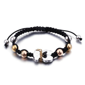【送料無料】ブレスレット　アクセサリ―　ステンレススチールブレスレットリンクビーズロープwomen stainless steel bracelet winding link beads braided rope charm jewelry