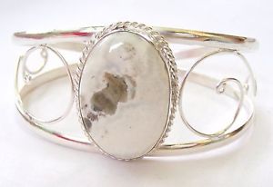 【送料無料】ブレスレット　アクセサリ―　ハンドメイドスターリングシルバーカフブレスレットhandmade 925 sterling silver gemstone cuff bracelet in howlite sizeable se 220 14,024円