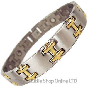 【送料無料】イタリアン　ブレスレット　メンズチタンブレスレットゴールドシルバー gents mens titanio bracciale magnetico oro argento｜hokushin