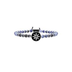 【送料無料】イタリアン　ブレスレット　スチールレジャーシンボルラサブレスレットkidult uomo bracciali acciaio e sodalite symbols rasa dei ventilibero ed int｜hokushin