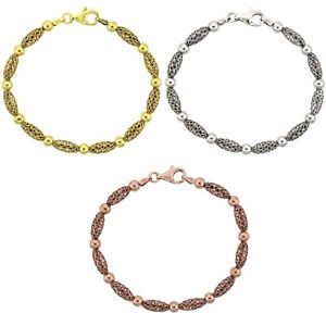【送料無料】イタリアン　ブレスレット　スターリングシルバーボールブレスレットビーズ178cm argento sterling corrugate filigrana braccialetto con perline,｜hokushin 14,386円