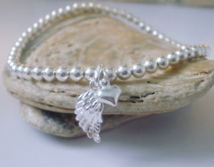 【送料無料】イタリアン　ブレスレット　ブレスレットビーズストレッチブレスレットargento sterling charm bracciale con perline stretch, cuore di un angelo braccialetto
