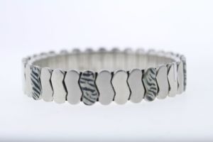 【送料無料】イタリアン　ブレスレット　ステンレススチールゼブラエナメルブレスレットacciaio inox 12mm stampa zebra smalto braccialetto espandibile