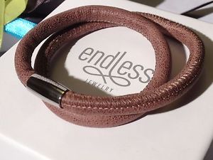 【送料無料】イタリアン　ブレスレット　ジュエリーブラウンブレスレットシルバーダブルワイヤーバックルendless jewelry braccialetto marrone doppio filo fibbia in argento 36cm rrp 55