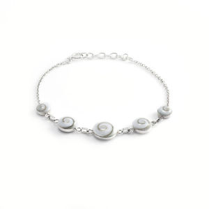 【送料無料】イタリアン　ブレスレット　シルバーシバストラップホワイトシェルチェーンsilverly donna argento 925 bianco conchiglia occhio di shiva cinturino a catena｜hokushin