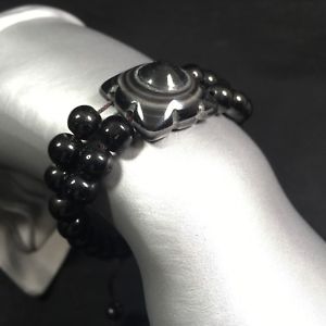 【送料無料】イタリアン　ブレスレット　オニキスオニキスカフブレスレットブレスレットbraccialetto in occhio di buddha eye e onice extra bracciale onix bracelet 22,052円
