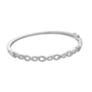 【送料無料】イタリアン　ブレスレット　スターリングシルバークリアクリスタルブレスレットreal 925 argento sterling amp; cancella cz cristallo simbolo infinito braccialetto ovale apribile