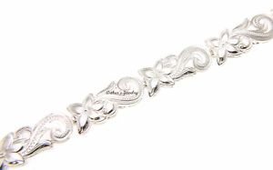 【送料無料】イタリアン ブレスレット スターリングシルバーハワイアンプルメリアスクロールフォームカフargento sterling 925 hawaiano plumeria fiore scorrere forma bracciale 178cm