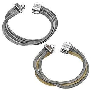 【送料無料】イタリアン　ブレスレット　カフロゴbracciale donna breil breilogy in acciaio chiusura magnetica con cristalli logo