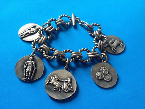【送料無料】イタリアン　ブレスレット　ビンテージブレスレットブレスレットvintage bracelet mtal argent charmes pices mdailles bracelet｜hokushin 14,186円