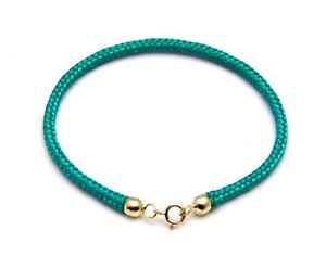【送料無料】イタリアン　ブレスレット　ゴールドブレスレットストラップグリーンbracciale oro 7501000 e cordino verde contro il malocchio