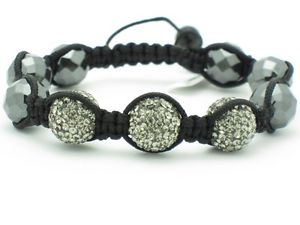【送料無料】イタリアン　ブレスレット　シルバーアイスクリスタルヘマタイトunico macram argento cristallo ghiacciato ematite accatastabile