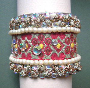【送料無料】イタリアン　ブレスレット　ブレスレットマンシェット614 bracelet manchette metal recouvert de tissu