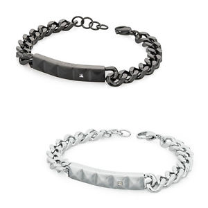 【送料無料】イタリアン　ブレスレット　ブレスレットカラビナbracciale uomo s agap cave in acciaio con cristallo e chiusura moschettone