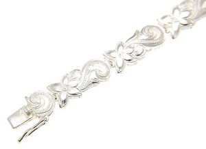 【送料無料】イタリアン　ブレスレット　スターリングシルバーハワイアンプルメリアスクロールブレスレットargento sterling 925 hawaiano plumeria fiore scorrere forma braccialetto a