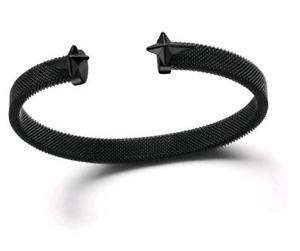 【送料無料】イタリアン　ブレスレット　カフスチールメッシュブラックkulto bracciale mesh acciaio nero espandibile kkman40