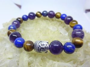 【送料無料】イタリアン　ブレスレット　ブレスレットデティグレラピスラズリペbracelet oeil de tigre lapis lazuli amethyste protection et paix