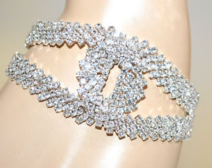 【送料無料】イタリアン　ブレスレット　シルバーブレスレットラインストーンクリスタルブレスレットbracciale argento strass donna cristalli sposa matrimonio cerimonia bracelet g35