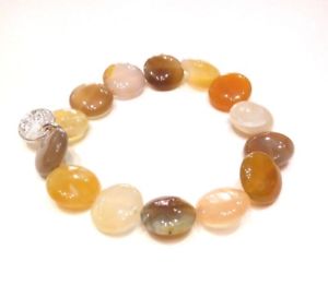 【送料無料】イタリアン　ブレスレット　ブラウンシルバーハンドメイドbracciale elastico donna agata marrone argento 925 fatto a mano b66
