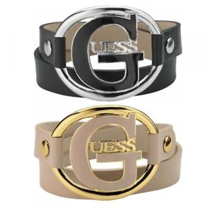 【送料無料】イタリアン　ブレスレット　カフエナメルロゴブラックシルバーゴールドベージュbracciale donna guess jewels logo smaltato vera pelle nero silver beige gold