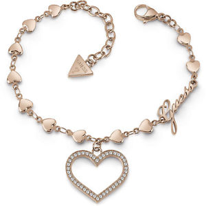 【送料無料】イタリアン　ブレスレット　カフバラguess jewels bracciale rose con cuore e swarovsky ubb28002s nuovo