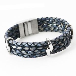 【送料無料】イタリアン　ブレスレット　スチールデニムブレスレットリンクtribal steel denim 4strand bracciale in pelle, 3 avvolgente ss link, 19cm 22,052円