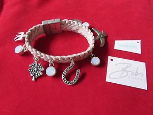【送料無料】イタリアン ブレスレット ビビラベルピンクレザーブレスレットbibi bijoux rosa intrecciato in pelle bracciale con charmnuovissimo con etichetta