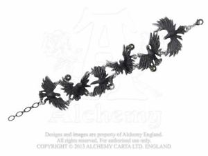 【送料無料】イタリアン　ブレスレット　ゴシックワタリガラスピューターブレスレットブランドalchemy gothic floccaggio corvi peltro bracciale nuovo di zecca
