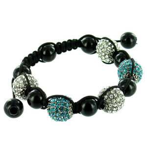【送料無料】イタリアン　ブレスレット　ブレスレットクリアクリスタルblu e chiare crystal su nero cinque stone bling bracciale stringa 21,754円