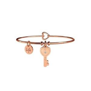 【送料無料】イタリアン　ブレスレット　スチールブレスレットゴールドピンクキーkidult bracciali acciaio gold pink symbols chiavesegreti 731015