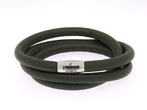【送料無料】イタリアン　ブレスレット　スチールスキンロックトリプルブレスレットnuova infinito verde triplo braccialetto in pelle acciaio serratura 57cm191cm