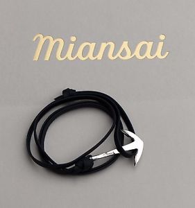 【送料無料】イタリアン　ブレスレット　シルバートーンアンカーブレスレットネイビーレザーラップカフ authentic miansai silver tone anchor bracelet navy leather cuff wrap