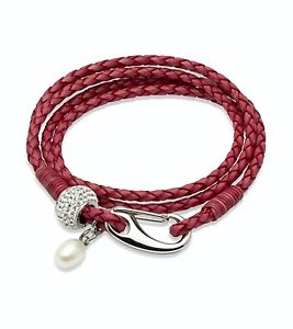 【送料無料】イタリアン　ブレスレット　ユニークピンクパールブレスレットunique amp; co donna pelle rosa, zirconi cubici e perla braccialetto avvolgente