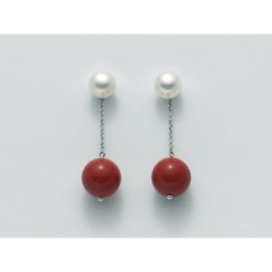 【送料無料】イタリアン　ブレスレット　イヤリングペンダントシルバーパールorecchini pendenti miluna per2068 argento perle agglomerato corallo rosso perla｜hokushin
