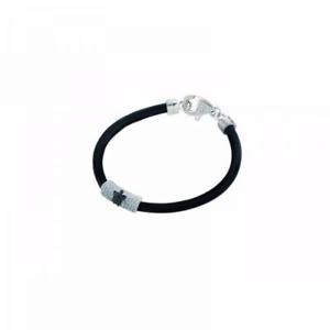 【送料無料】イタリアン　ブレスレット　ロベルトカフシルバーレザースワロフスキーブラックroberto giannotti bracciale angeli gia140 argento 925 cuoio nero swarovski