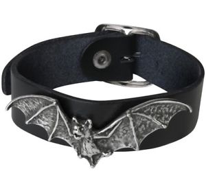 【送料無料】イタリアン　ブレスレット　ストラップコウモリブラックブレスレットdesmodus pipistrello vampiro nero braccialetto in pelle cinturino da polso a111