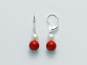 【送料無料】イタリアン　ブレスレット　シルバーイヤリングペンダントパールorecchini pendenti miluna per2196 argento perle agglomerato corallo rosso perla
