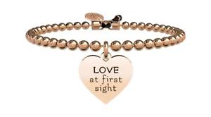 【送料無料】イタリアン　ブレスレット　ブレスレットスチールバラkidult bracciali acciaio pvd rose cuore amore a prima vista 731426｜hokushin