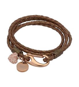 【送料無料】イタリアン　ブレスレット　ブロンズローズブレスレットdonna bronzo pelle zirconi cubici amp; rose gold plated avvolgere intorno braccialetto