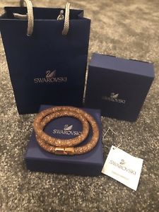 【送料無料】イタリアン　ブレスレット　スワロフスキーヴィンテージスターダストローズダブルカフボックスgenuine swarovski stardust vintage rose doppio bracciale medium 40cm boxed, nuovo