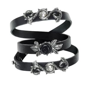 【送料無料】イタリアン　ブレスレット　ゴシックピュータースワロフスキーレザーラップブレスレットローズalchemy gothic rose della perfezione peltro swarovski in pelle braccialetto wrap