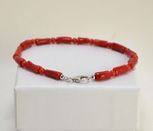 【送料無料】イタリアン　ブレスレット　シルバーブレスレットレッドコーラルシリンダーbracciale argento uomo corallo rosso cilindri pallini agrp 0104 16,316円