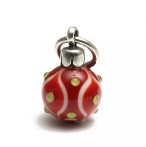 【送料無料】イタリアン　ブレスレット　シルバーガラスクリスマスボールペンダントtrollbeads ciondolo in argento e vetro pallina natale rossa tagbe00041 n30｜hokushin