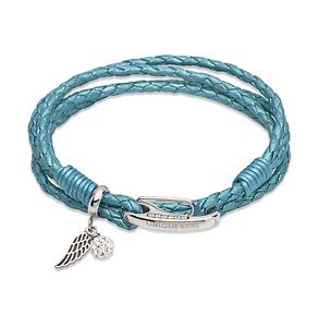 【送料無料】イタリアン　ブレスレット　ユニークターコイズカフジルコンラップunique amp; co donna turchese pelle avvolgere intorno al bracciale zircone amp; angel charm