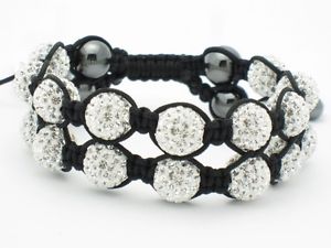 【送料無料】イタリアン　ブレスレット　unico macram bianco cristallo ghiacciato doppia fila accatastabile