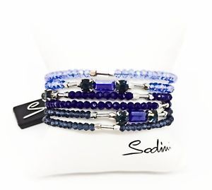 【送料無料】イタリアン　ブレスレット　トスカーナブレスレットビーズアートsodini bracciale semirigido a molla con perline blu art 861263h donna